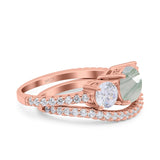 Two Piece Round Natural Stone Trio Ring