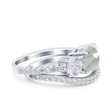 Two Piece Round Natural Stone Trio Ring