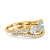 Two Piece Round Natural Stone Trio Ring