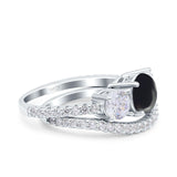 Two Piece Round Natural Stone Trio Ring