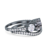 Two Piece Round Natural Stone Trio Ring