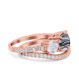 Two Piece Round Natural Stone Trio Ring