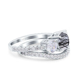 Two Piece Round Natural Stone Trio Ring