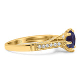 Vintage Style Round Natural Stone Wedding Ring