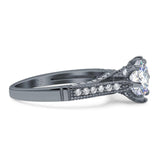 Vintage Style Round Natural Stone Wedding Ring
