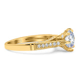 Vintage Style Round Natural Stone Wedding Ring
