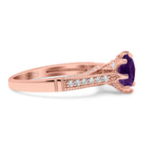 Vintage Style Round Natural Stone Wedding Ring