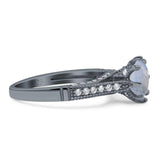 Vintage Style Round Natural Stone Wedding Ring
