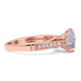 Vintage Style Round Natural Stone Wedding Ring