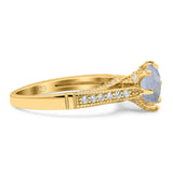 Vintage Style Round Natural Stone Wedding Ring