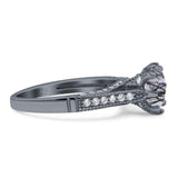 Vintage Style Round Natural Stone Wedding Ring