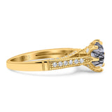 Vintage Style Round Natural Stone Wedding Ring