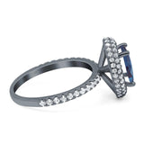 Oval Natural Stone Halo Wedding Ring