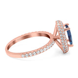 Oval Natural Stone Halo Wedding Ring