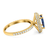 Oval Natural Stone Halo Wedding Ring