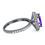 Oval Natural Stone Halo Wedding Ring
