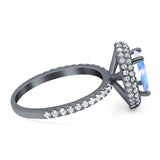 Oval Natural Stone Halo Wedding Ring