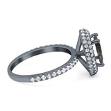 Oval Natural Stone Halo Wedding Ring
