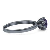 Floral Round Natural Stone Solitaire Ring