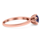 Floral Round Natural Stone Solitaire Ring
