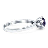 Floral Round Natural Stone Solitaire Ring
