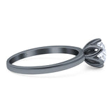 Floral Round Natural Stone Solitaire Ring