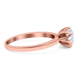 Floral Round Natural Stone Solitaire Ring