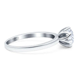 Floral Round Natural Stone Solitaire Ring