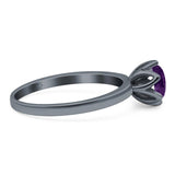 Floral Round Natural Stone Solitaire Ring