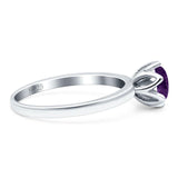 Floral Round Natural Stone Solitaire Ring
