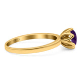 Floral Round Natural Stone Solitaire Ring