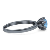 Floral Round Natural Stone Solitaire Ring
