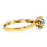 Floral Round Natural Stone Solitaire Ring