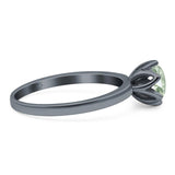 Floral Round Natural Stone Solitaire Ring