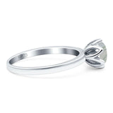 Floral Round Natural Stone Solitaire Ring