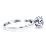 Floral Round Natural Stone Solitaire Ring