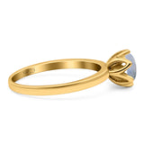 Floral Round Natural Stone Solitaire Ring