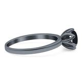 Floral Round Natural Stone Solitaire Ring