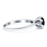 Floral Round Natural Stone Solitaire Ring