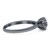 Floral Round Natural Stone Solitaire Ring