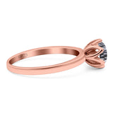 Floral Round Natural Stone Solitaire Ring