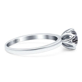 Floral Round Natural Stone Solitaire Ring