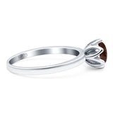 Floral Round Natural Stone Solitaire Ring