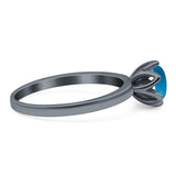 Floral Round Natural Stone Solitaire Ring