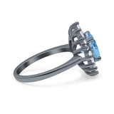 Art Deco Round Natural Stone Floral Ring