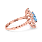 Art Deco Round Natural Stone Floral Ring