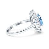 Art Deco Round Natural Stone Floral Ring