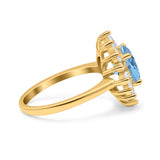 Art Deco Round Natural Stone Floral Ring