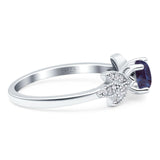 Art Deco Round Natural Stone Floral Ring