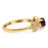 Art Deco Round Natural Stone Floral Ring